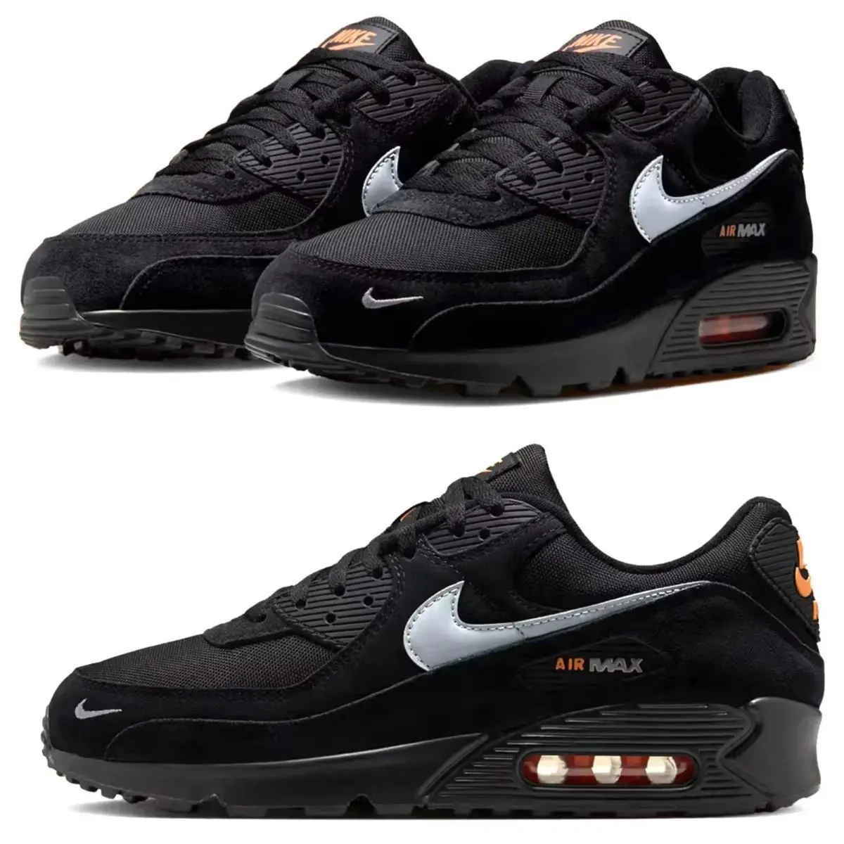 Nike shoes - Nike Air Max 90 - Air Max - Black/Metallic Cool Grey/Total Orange 9