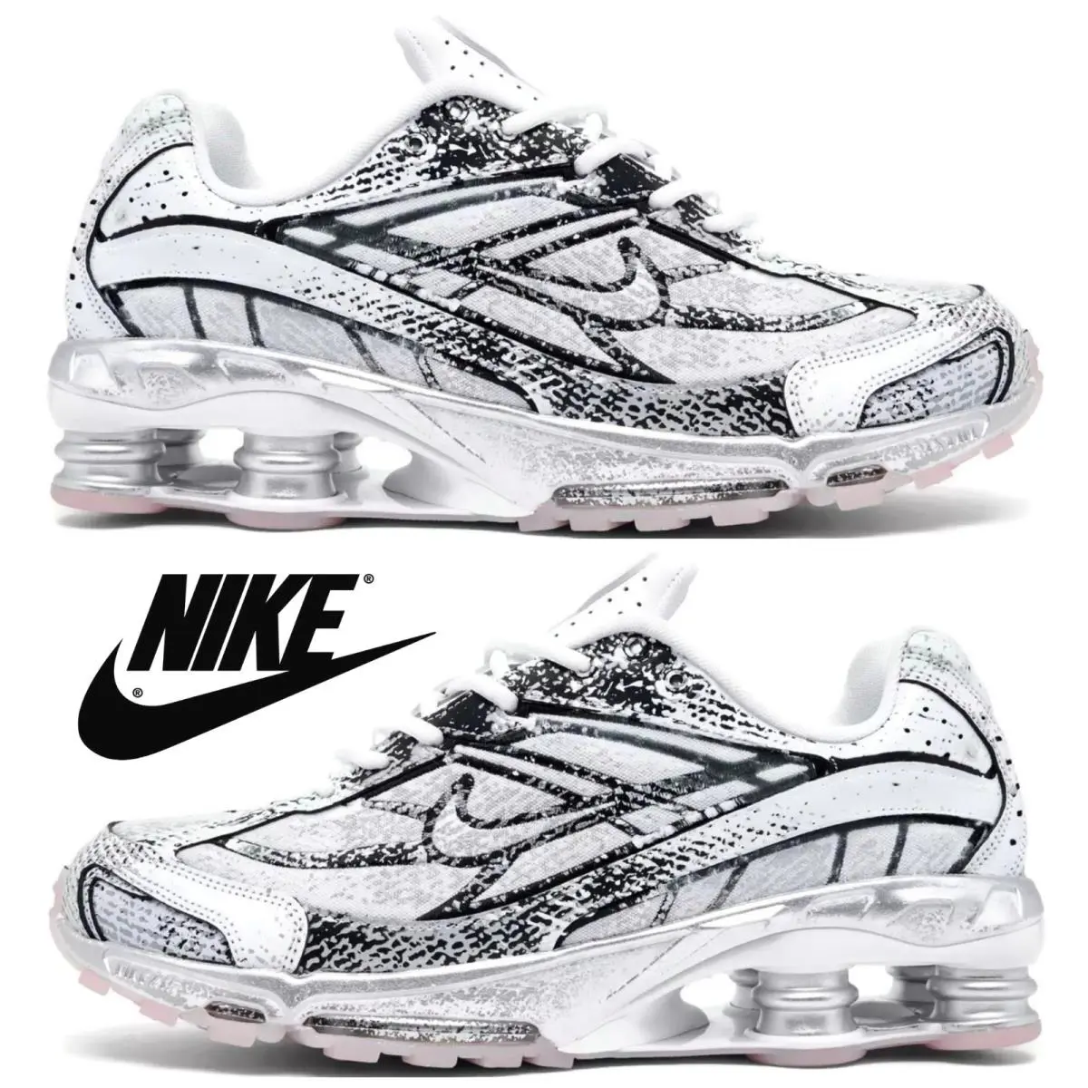 Nike shoes - Nike Shox - Shox - Silver, Maufacturer: White/Metallic Platinum/Black/Flat Gold 13