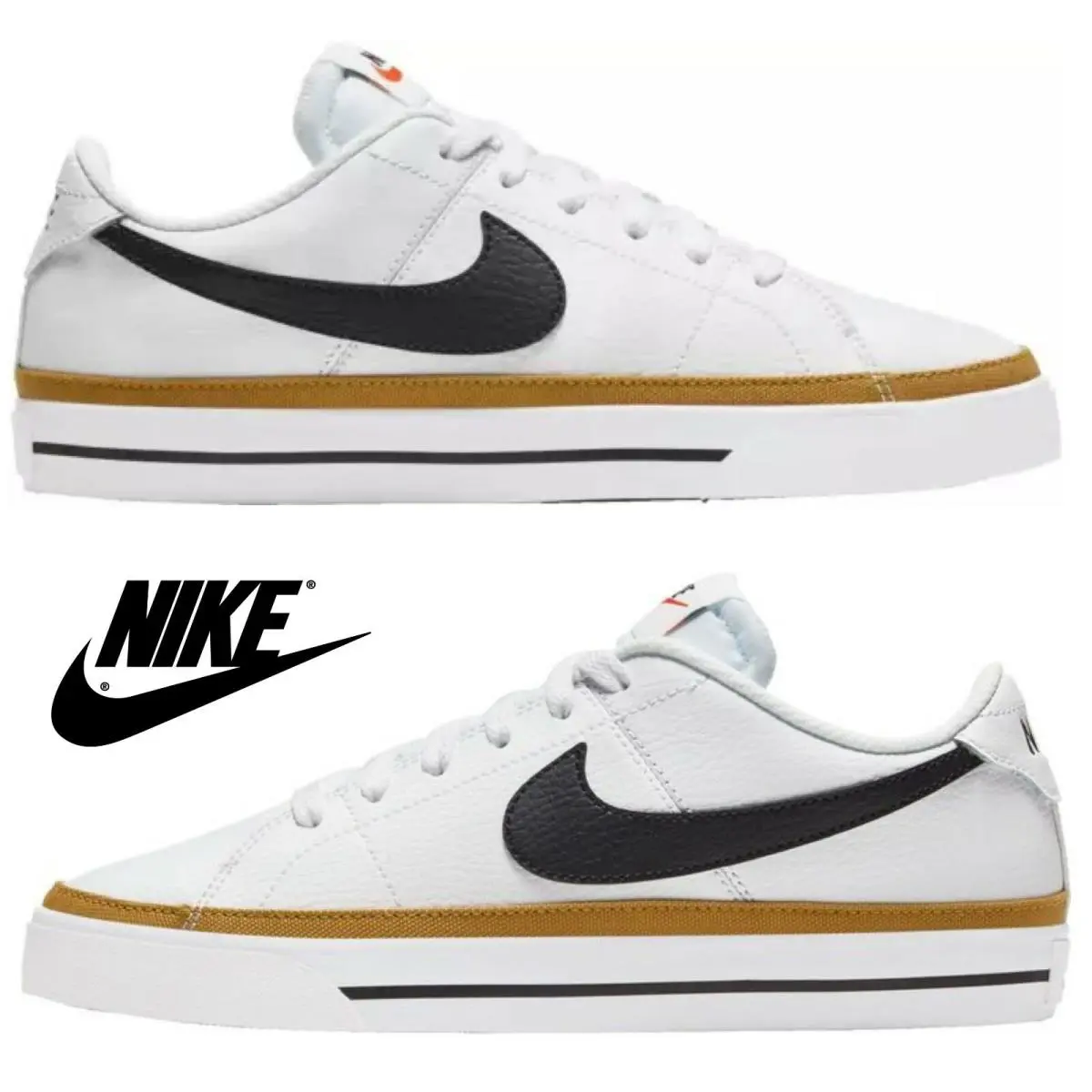 Nike Court Legacy Women`s Sneakers Casual Sport Running Gym Shoes Comfort - White, Manufacturer: WHITE/BLACK/DESERT OCHRE