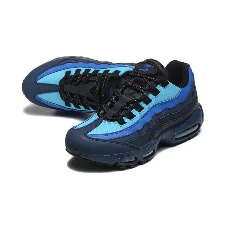 2015 Nike Air Max 95 OG Black/blue Men`s Comfortable Running Shoes - Blue