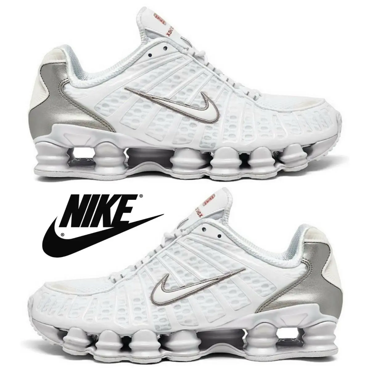 Nike shoes - Nike Shox - Shox - White, Maufacturer: White/Metallic Silver/Max Orange 27