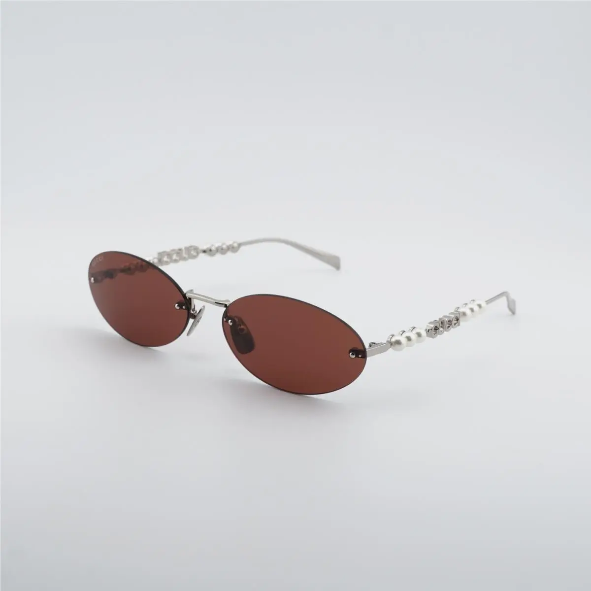 GG1922S 002 Shiny Silver with White Pearl/brown 62-17-140 Sunglasses by Gucci