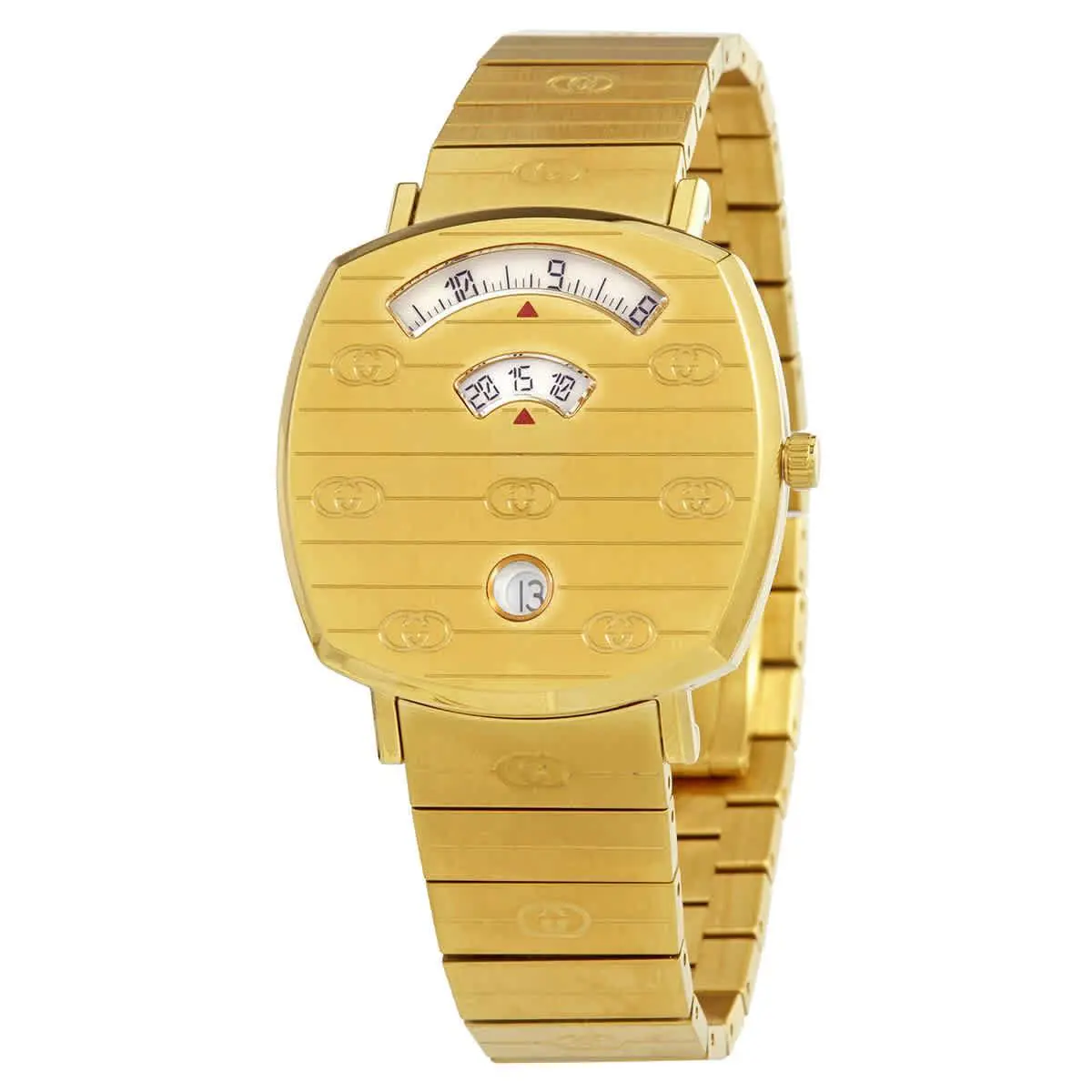 Grip Quartz White Dial Yellow Gold-tone Ladies Watch YA157403 by Gucci