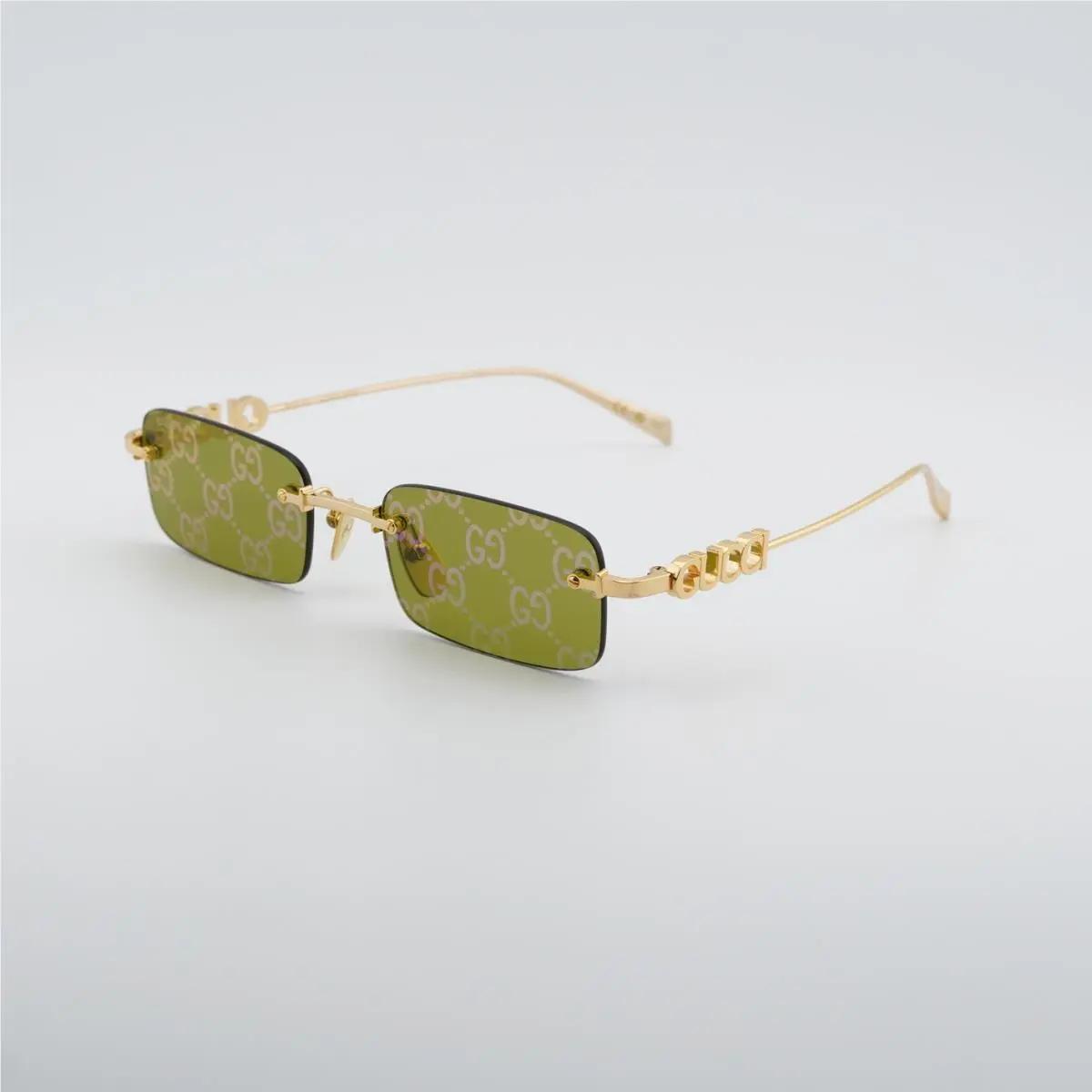 Gucci GG1808S 002 Gold/green with GG Pattern Mirror 52-20-145 Sunglasses