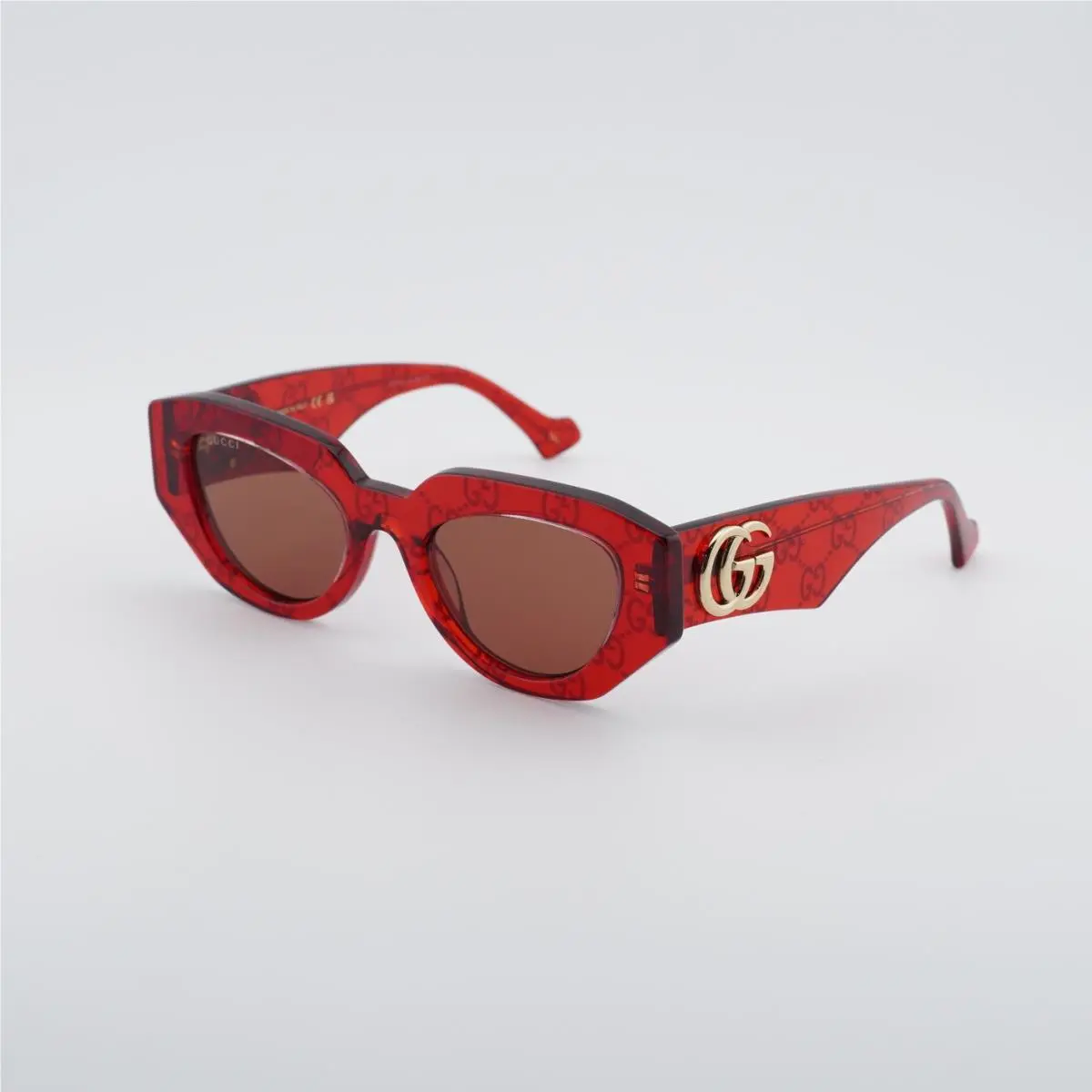 Gucci GG1421S 006 Transparent Red with GG Pattern/brown 51-20-145 Sunglasses