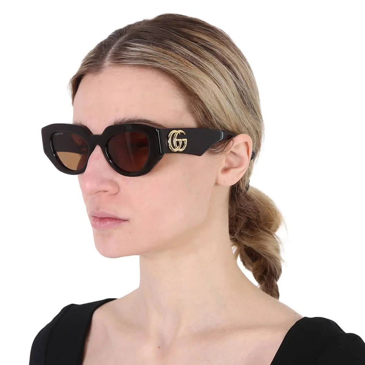 Gucci Brown Geometric Ladies Sunglasses GG1421S 002 51 GG1421S 002 51 - Brown, Frame: Brown, Lens: Brown