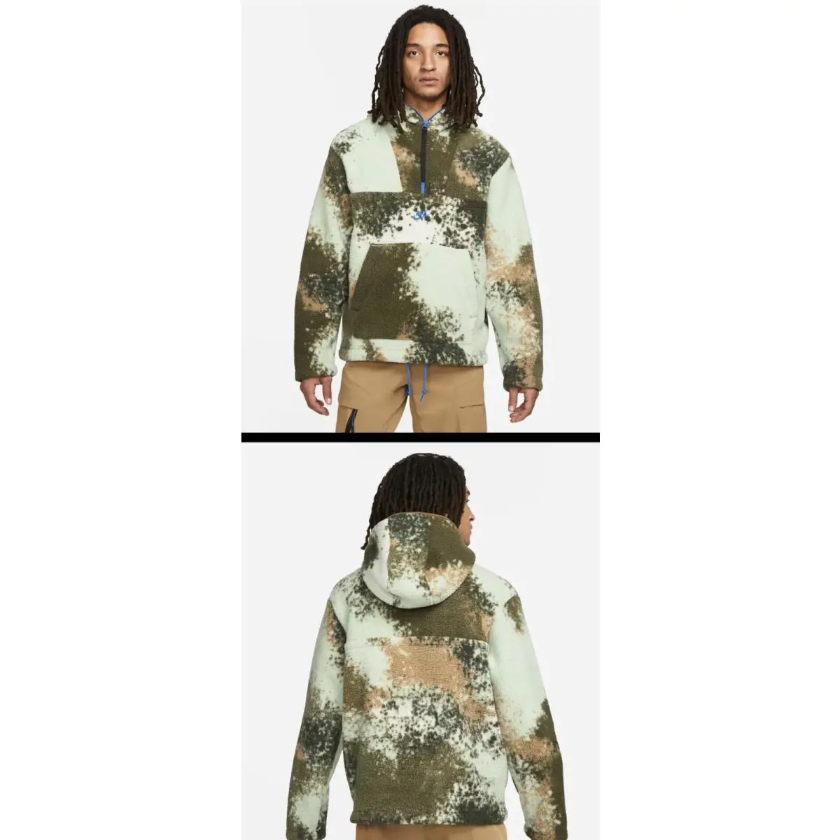 Nike clothing - Nike Sportswear Essentials+ 1/2 Zip Sherpa Hoodie - DD5009222 DD5009-222 - Camouflage 1