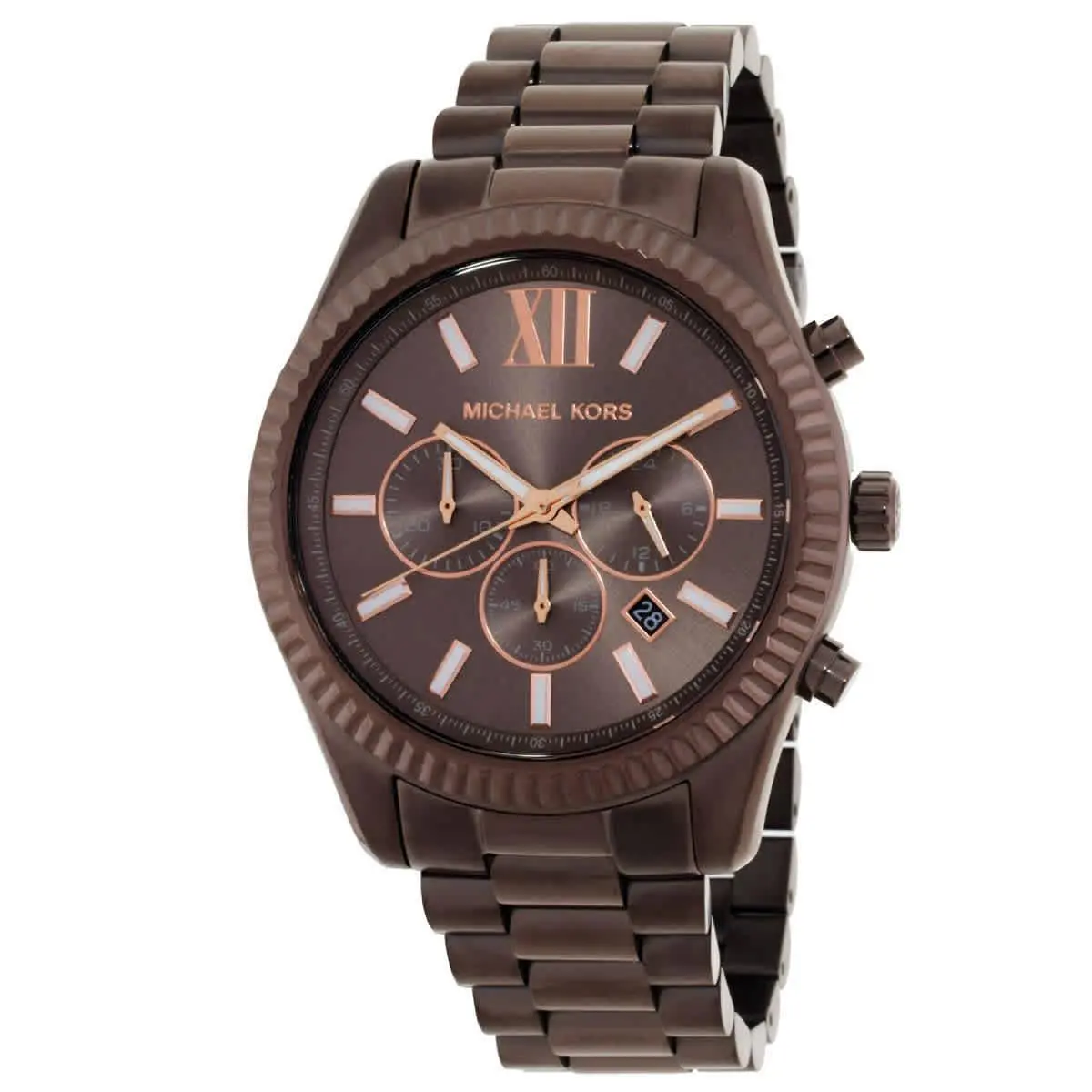 Michael Kors Oversized Lexington Chronograph Quartz Brown Dial Men`s Watch
