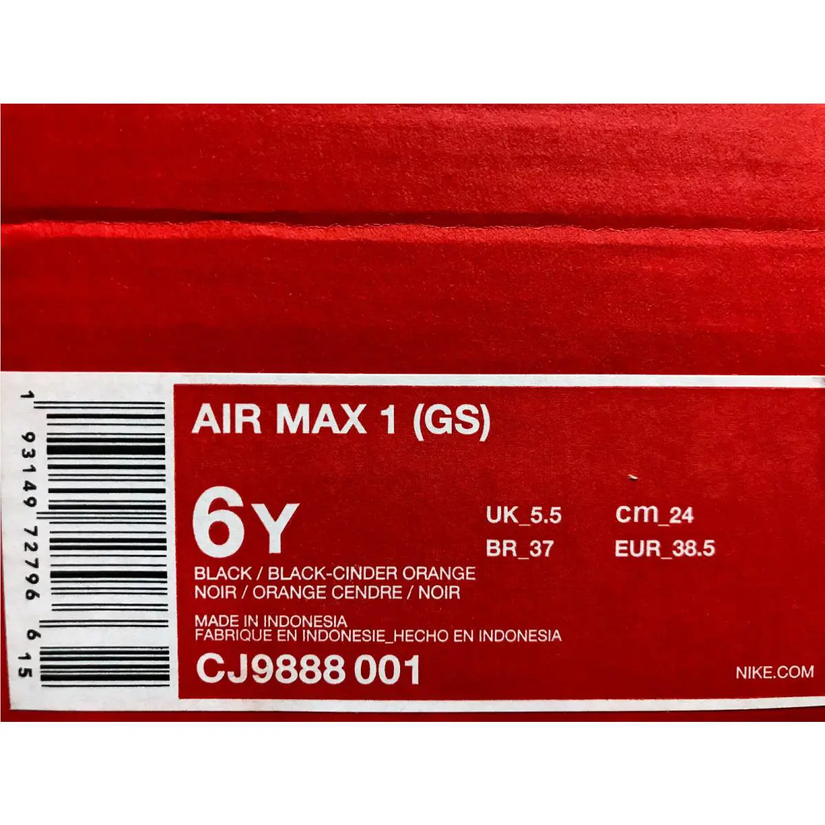 Nike shoes - Nike Air Max 1 GS - Black (UPC: 193149727966) 4