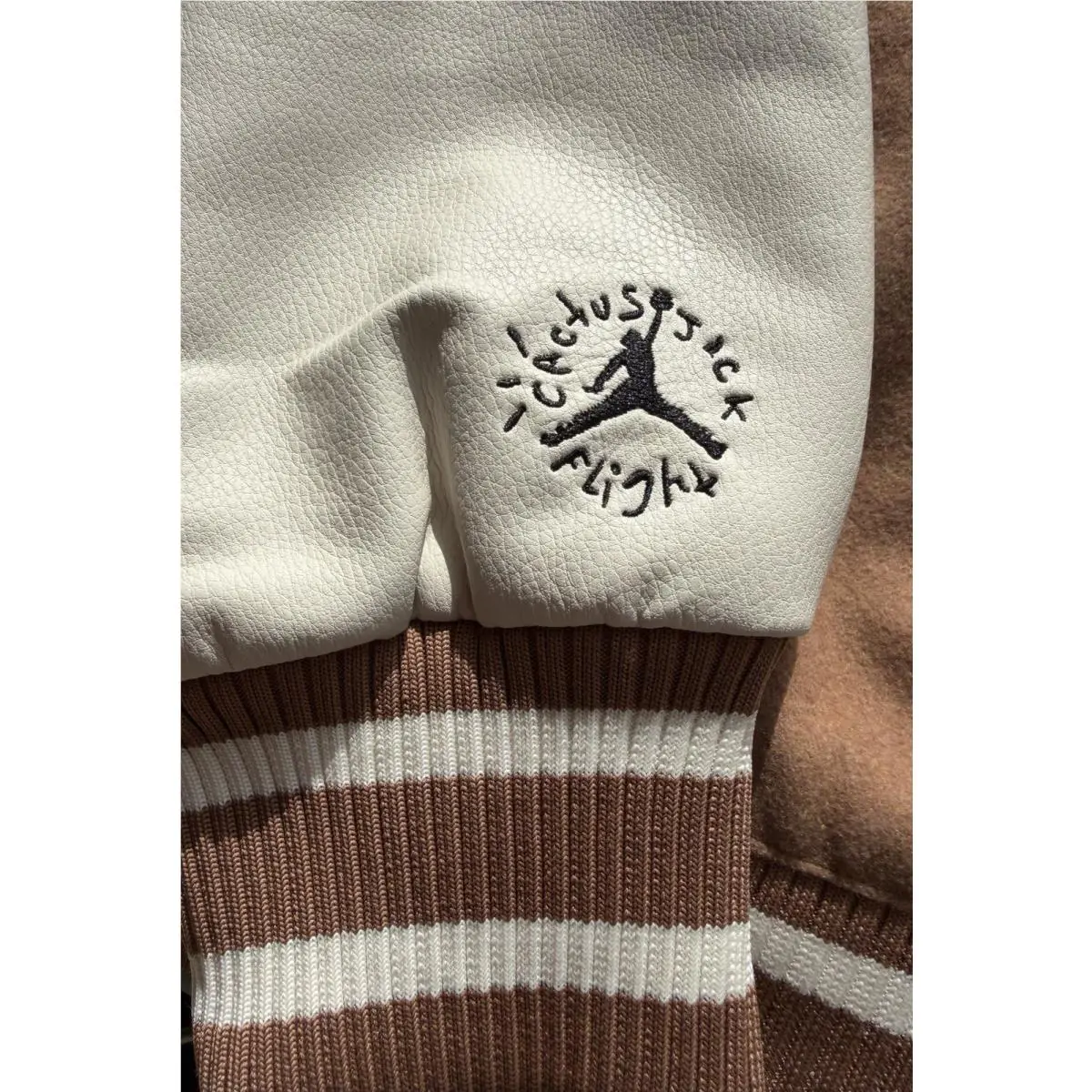 Nike clothing - Travis Scott × Jordan Varsity Jacket - DO4103-256 - Antique Brown/Cream (UPC: 190866317975) 11