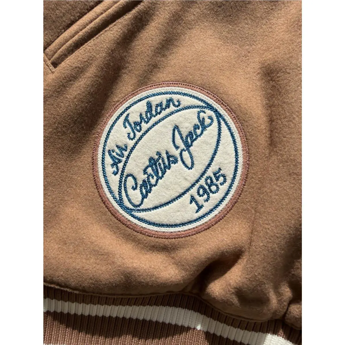 Nike clothing - Travis Scott × Jordan Varsity Jacket - DO4103-256 - Antique Brown/Cream (UPC: 190866317975) 7