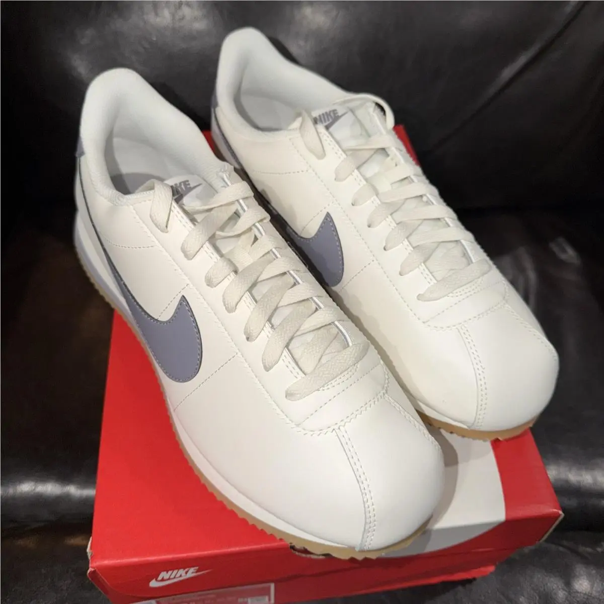 Nike Cortez Leather Men`s Shoes Sail/gum Yellow/cement Grey Men’s Size 10.5