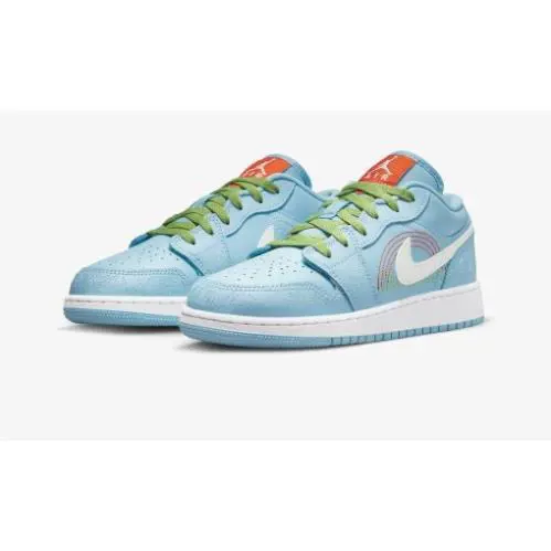 Nike shoes - Nike Girls Jordan 1 Low SE Stitch - Blue 0