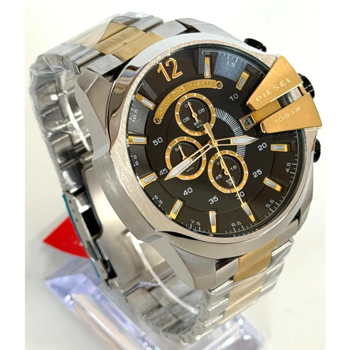 Diesel DZ4581 Mega Chief Silver/gold-tone Chronograph Watch Gift Box