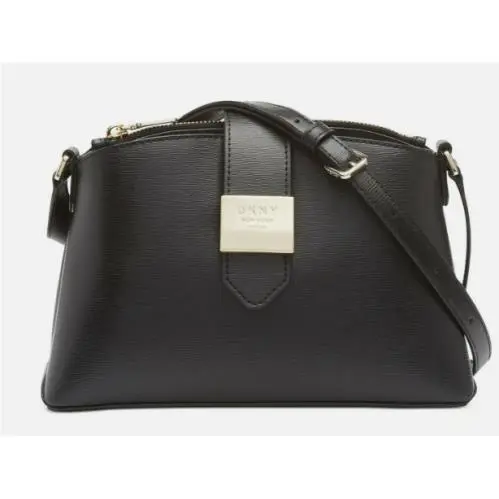 Dkny Satchel Crossbody Black Crossgrain Leather 3-Compartment Organizer