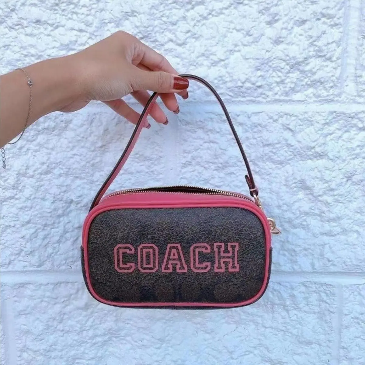 Coach CB851 Jamie Wristlet In Signature Canvas In Im/brown/watermelon