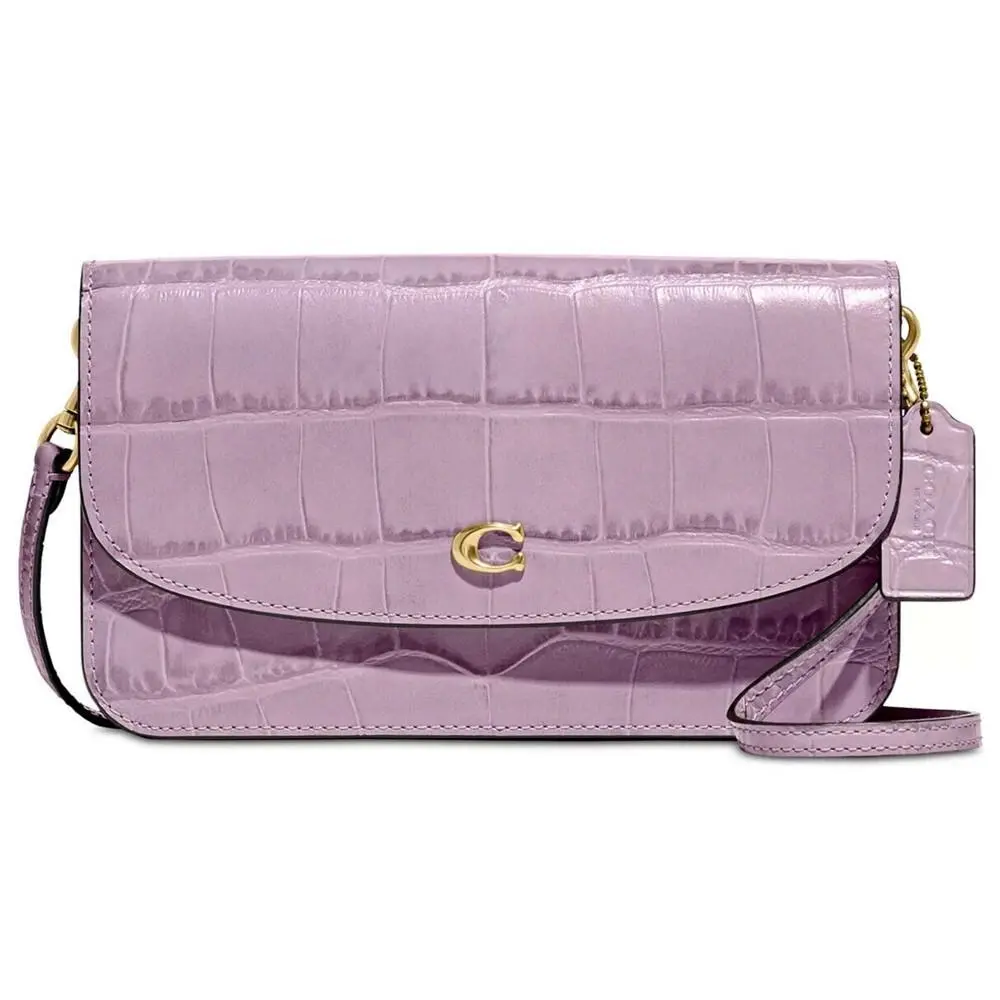 Coach Embossed Croc Hayden Crossbody Leather Handbag Bag Ice Purple Purse