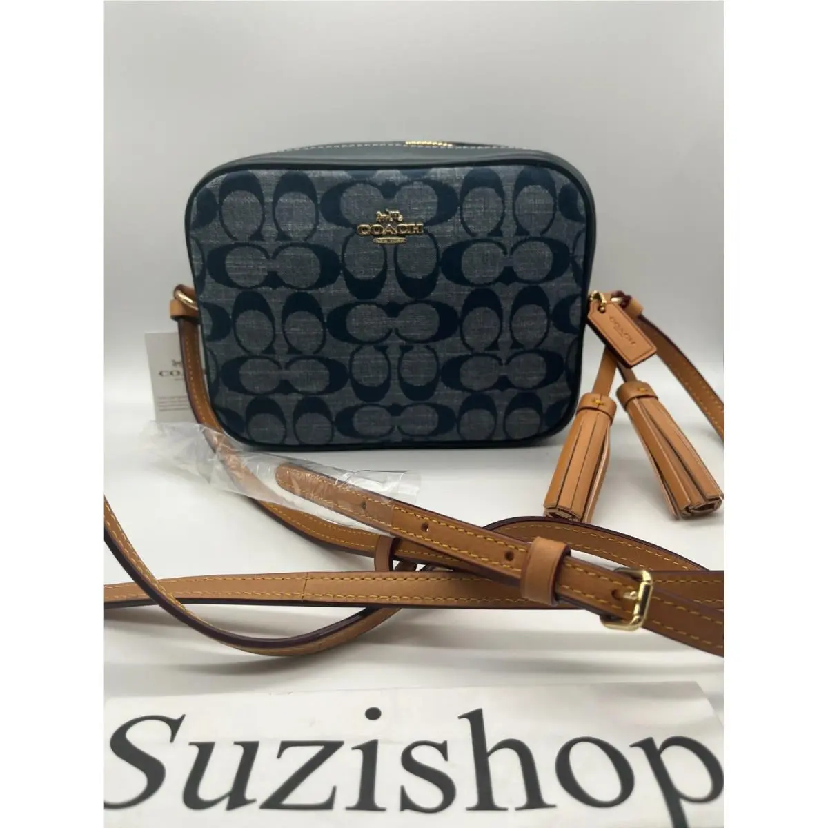 Coach Mini Camera Bag in Signature Chambray Gold Denim Style C8666