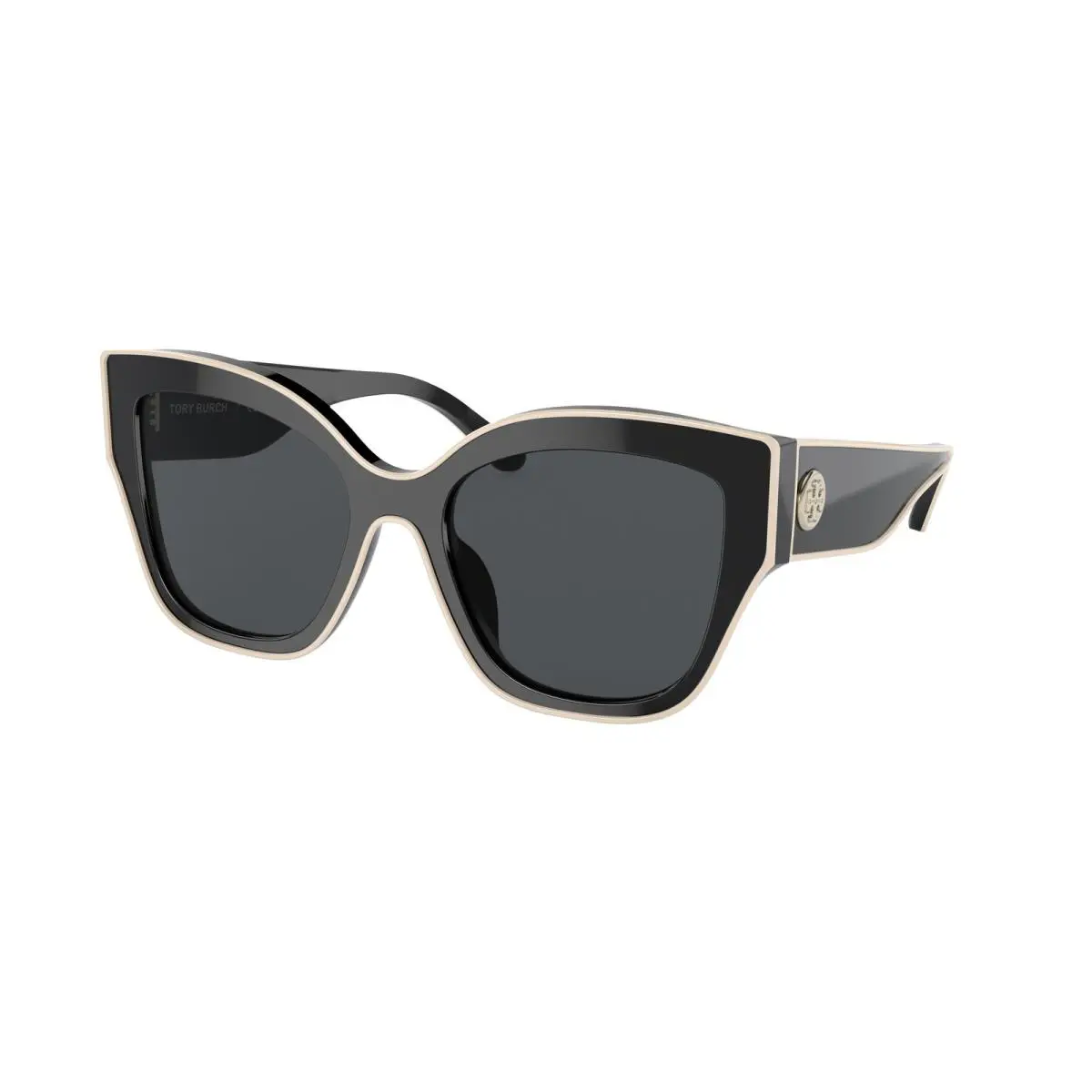 Tory Burch TY 7184U Black with Ivory Piping Solid 192987 Sunglasses