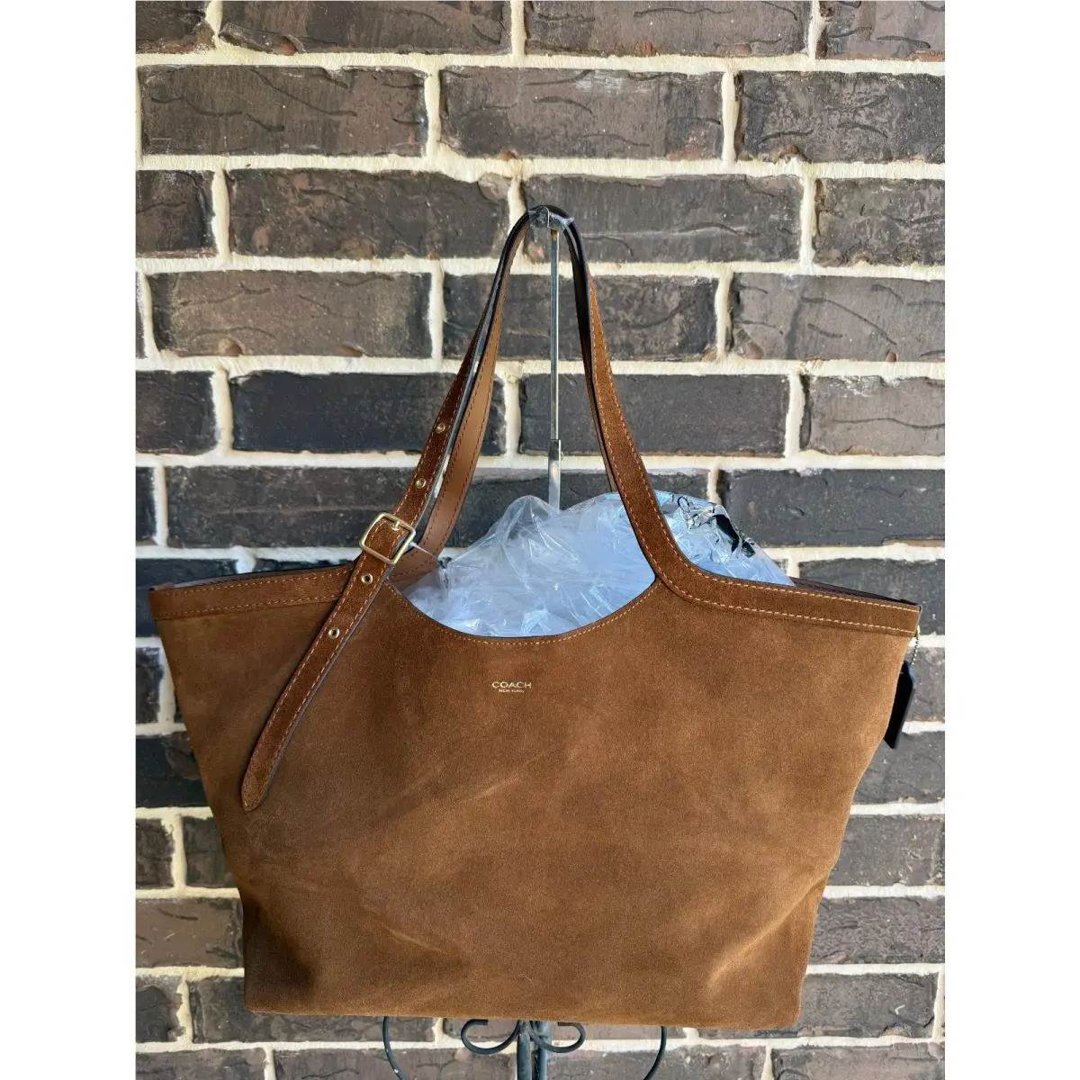 Gramercy Tote Suede Oversized Slouchy Shoulder Bag Warm Brown by Coach
