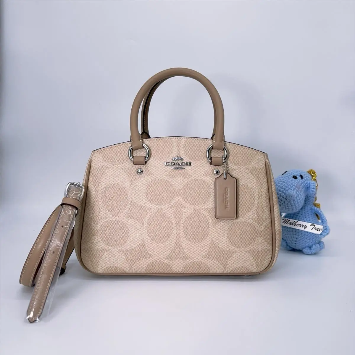 Coach CAL53 Savannah Small Carryall Bag Top Handle Crossbody Logo Sand Taupe