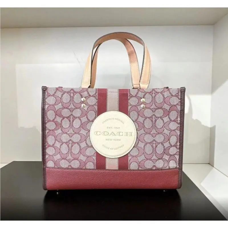 Coach C8448 Dempsey Carryall In Signature Jacquard In Gold/wine Multi