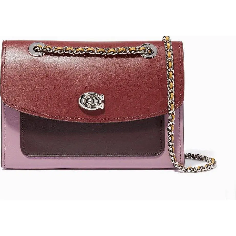 Coach Parker Color Block Jasmine Multi Purple Leather Bag Handbag Gold Pink