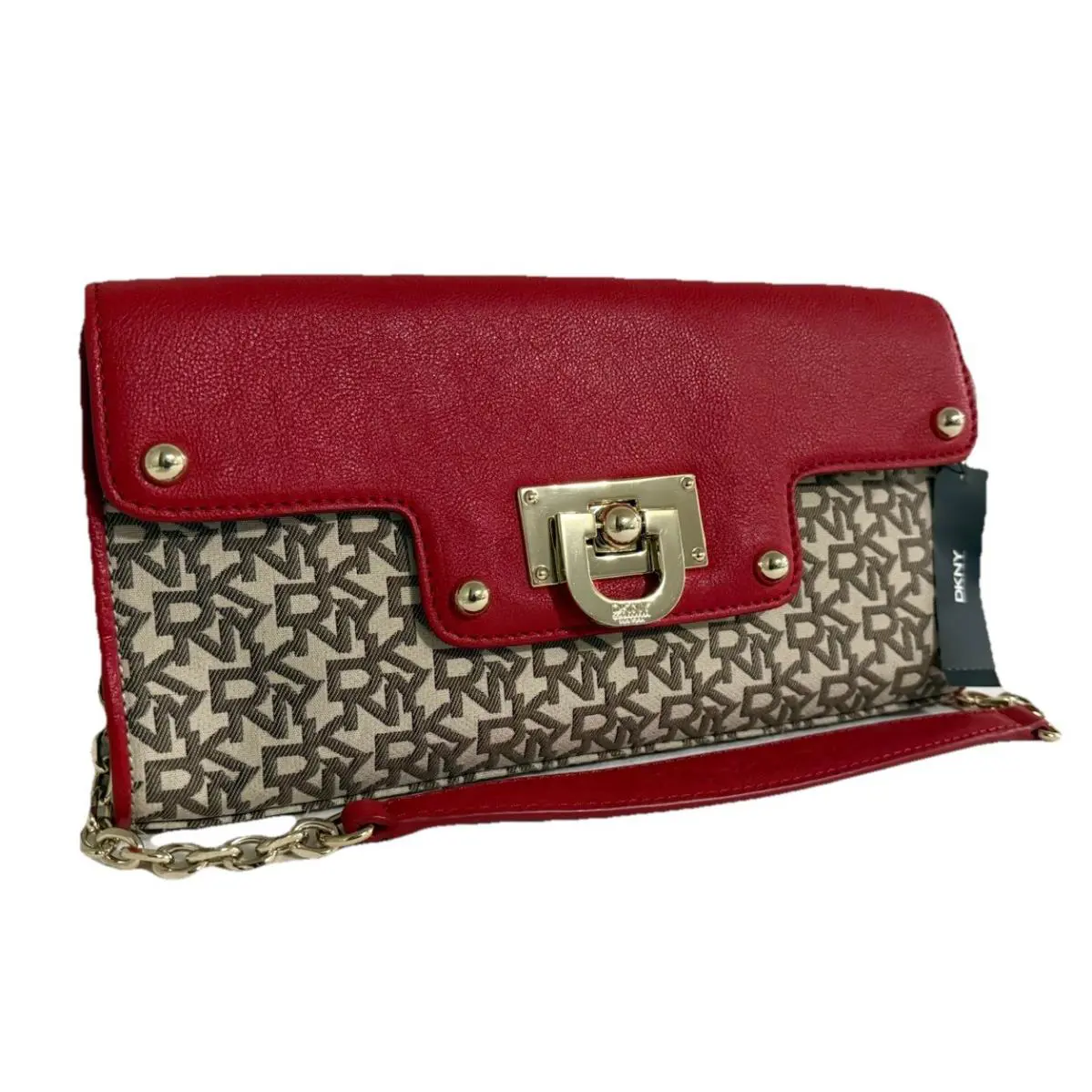 Dkny Chino-red Signature Bag Clutch Shoulder Bag