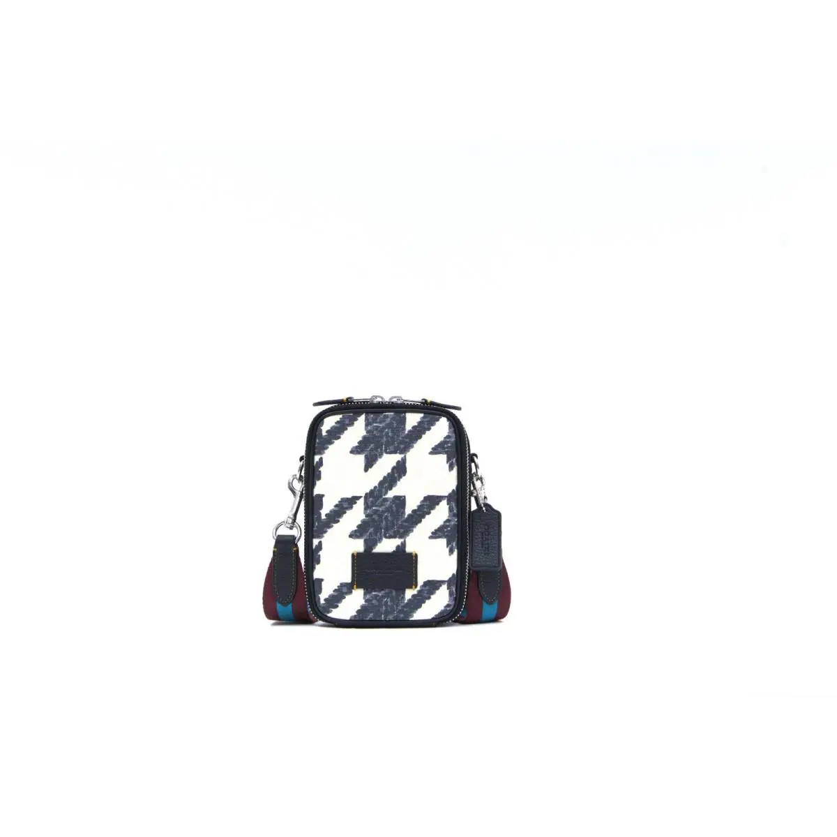 Coach Stanton Houndstooth Print Crossbody - Cream Black - Handle/Strap: Black