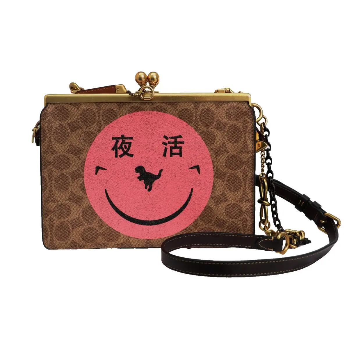 1941 Rexy by Yeti Out Double Frame Signature Coated Canvas Crossbody Bag by Coach