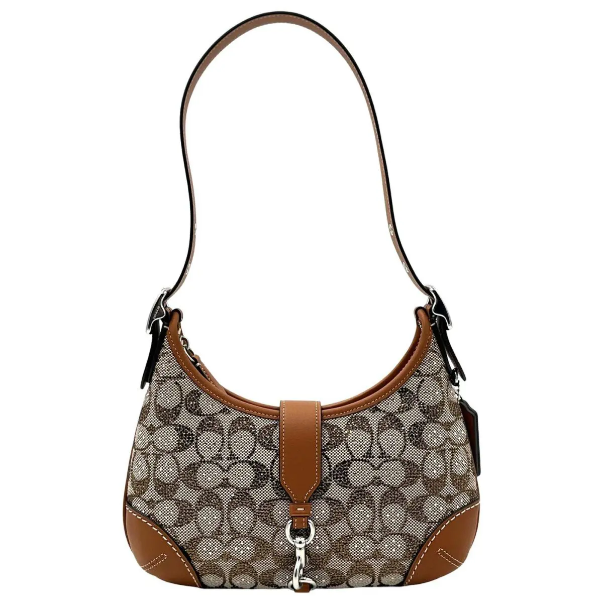 Coach Hamptons Hobo Bag In Crystal Signature Jacquard- Silver/burnished Amber - Amber, Silver