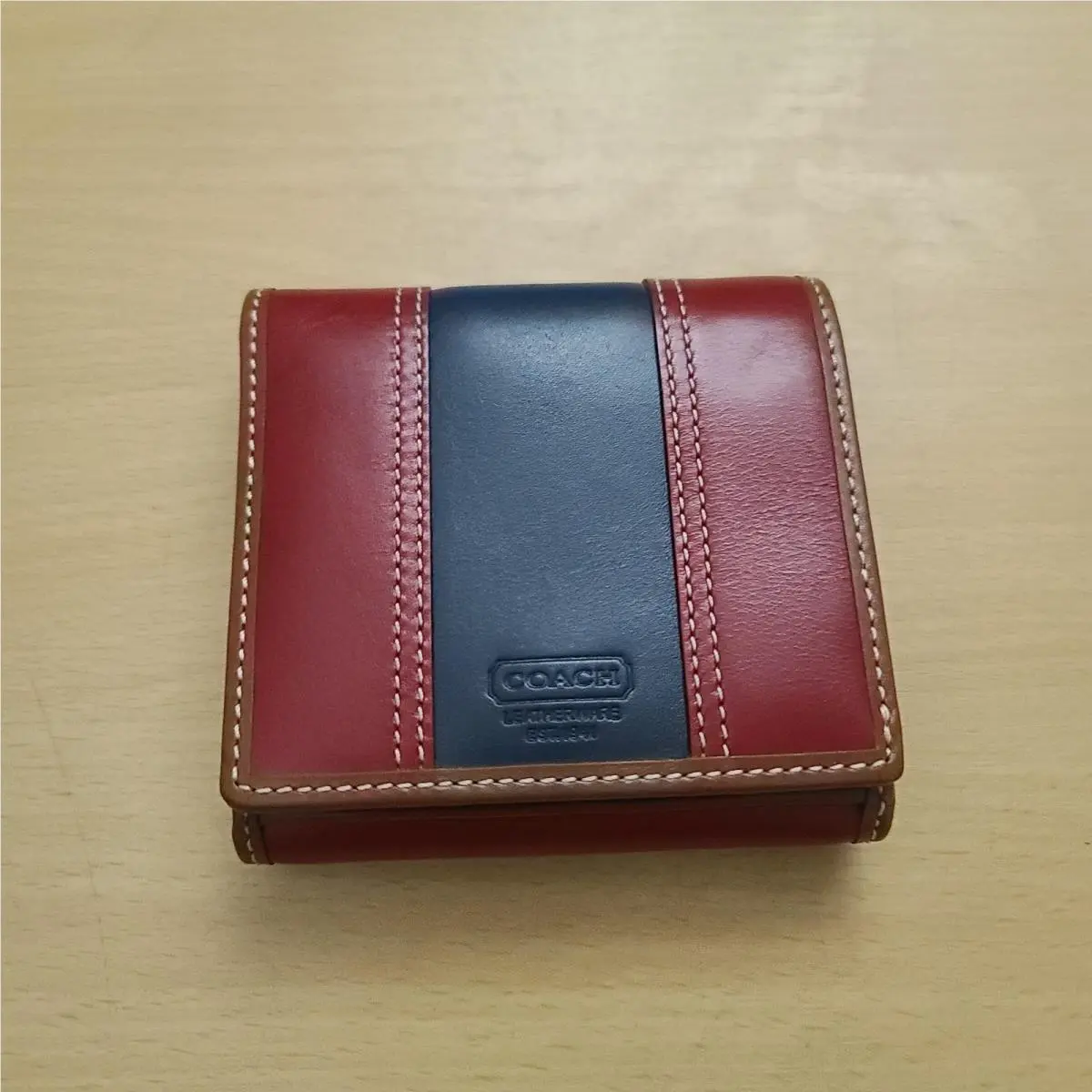 Coach Stripe Mini Wallet Blue Red 6329