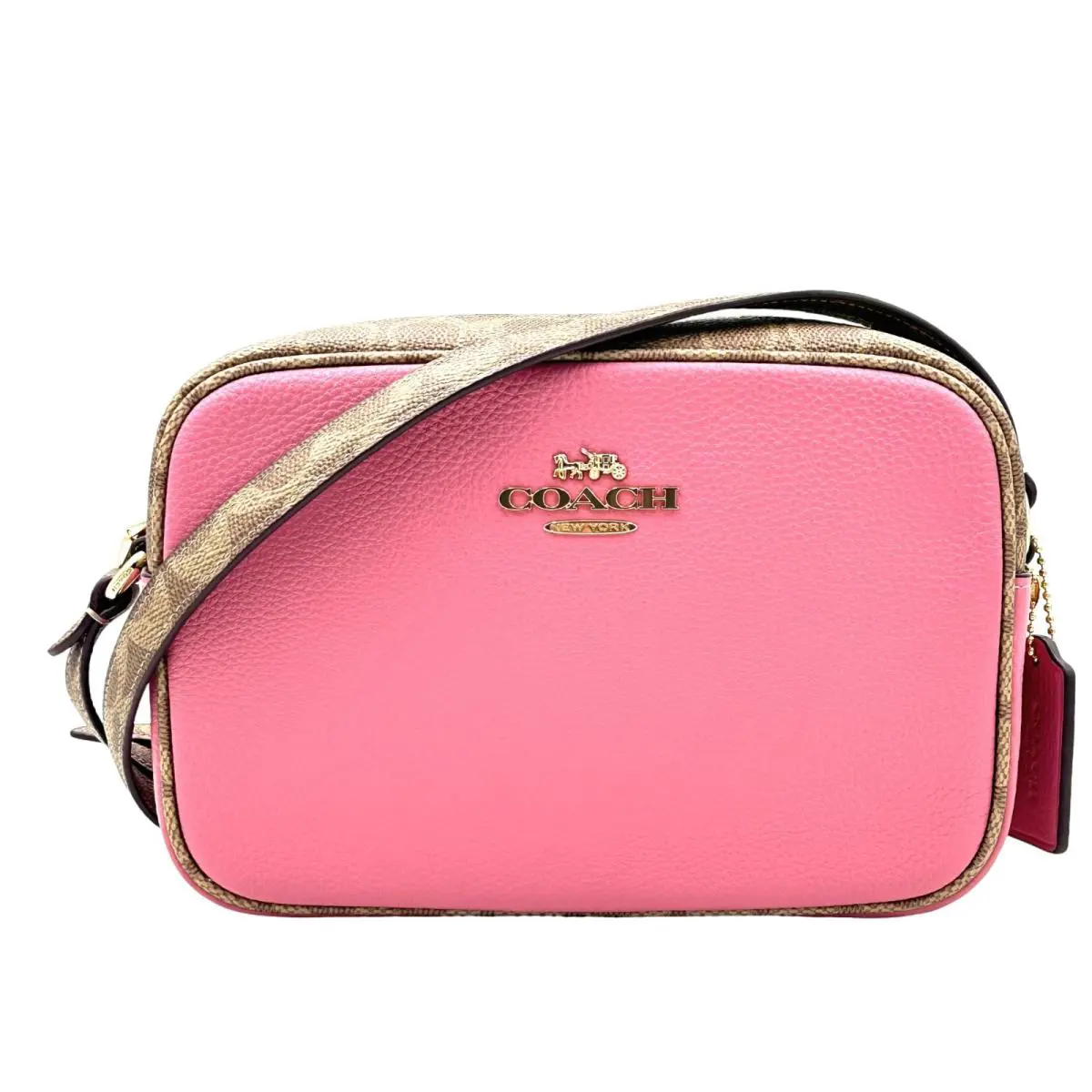 Coach Jamie Camera Bag In Signature Canvas-pink/tan - Exterior: Pink/Tan