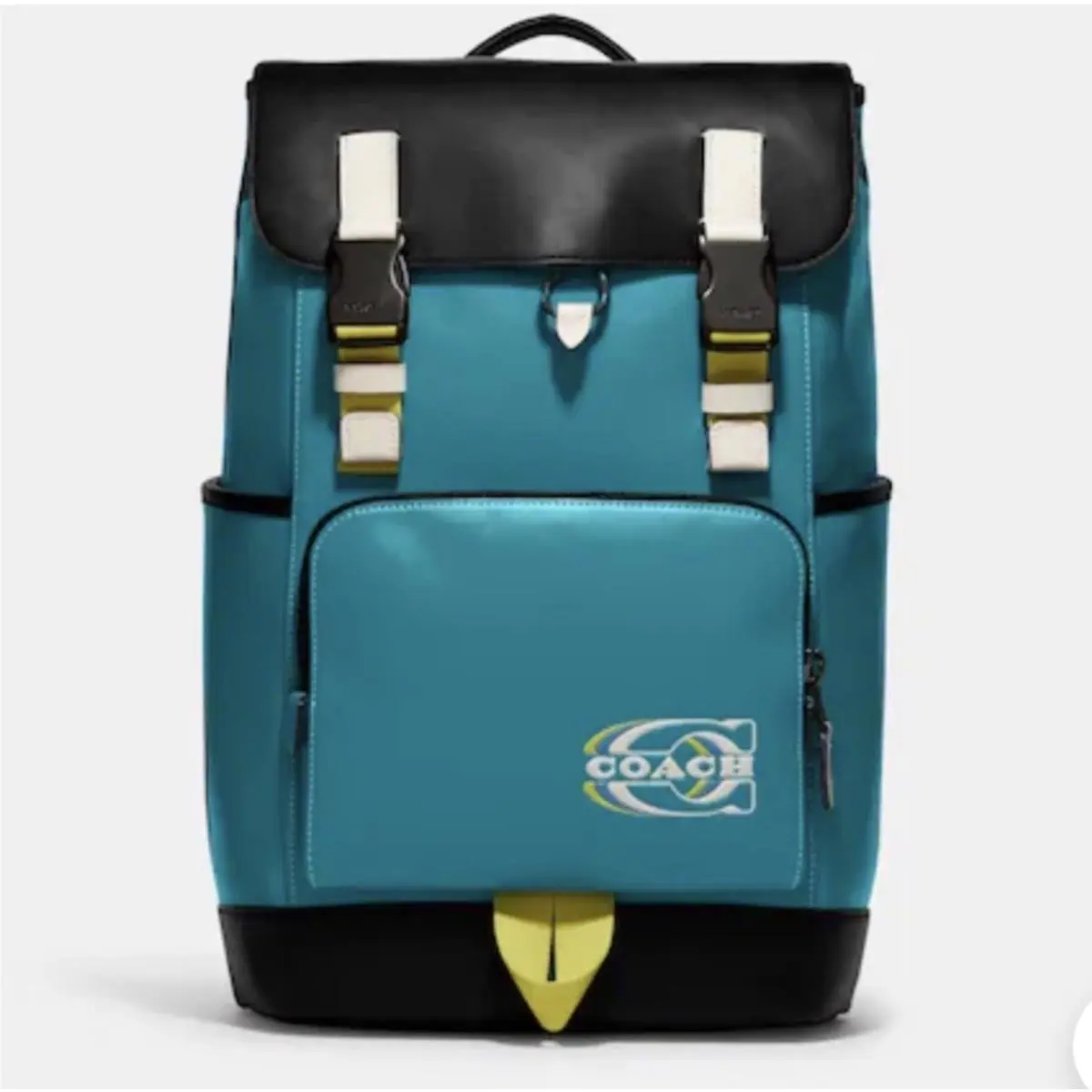 Coach Track Mens Backpack Colorblock W/stamp Leather Drawstring Pockets Laptop