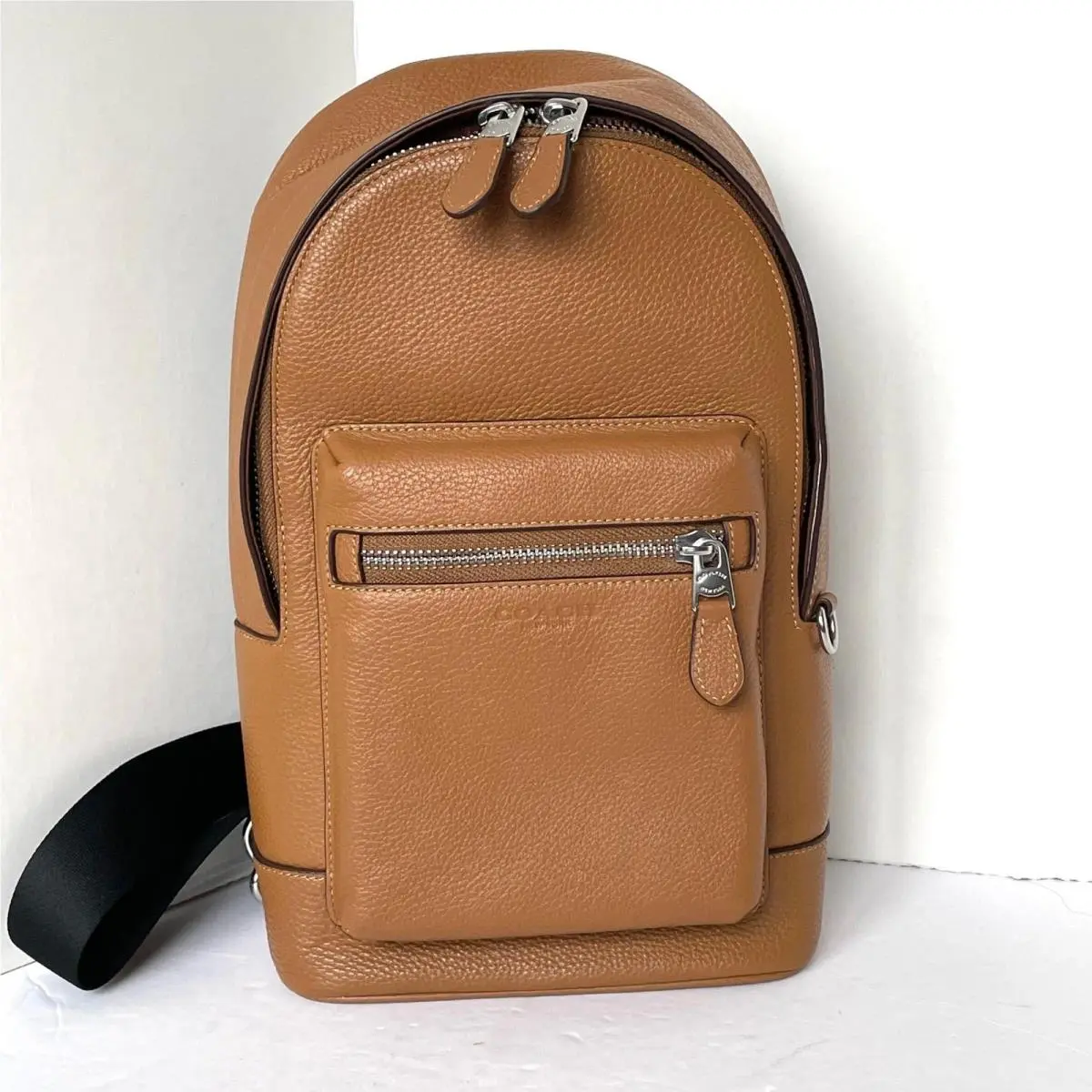Coach West Pack Sling Bag 2540 Brown Pebbled Leather Crossbody Backpack