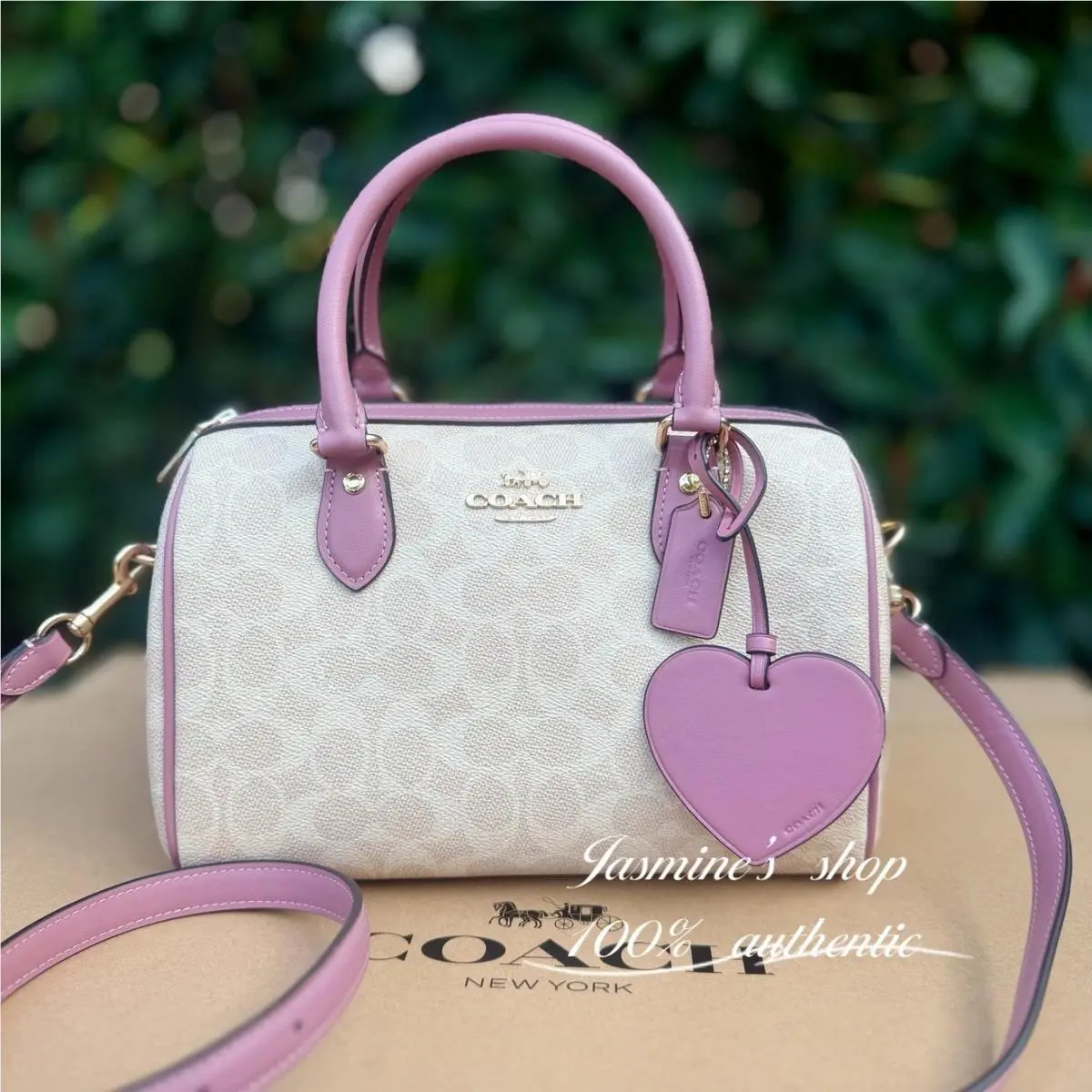 Coach Rowan Satchel Bag In Signature Canvas with Heart Charm CDB21