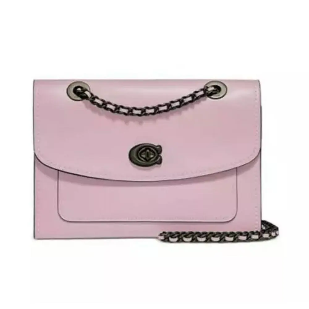 Coach Aurora Parker Leather Handbag Pink Shoulder Bag Turnlock Medium Purse