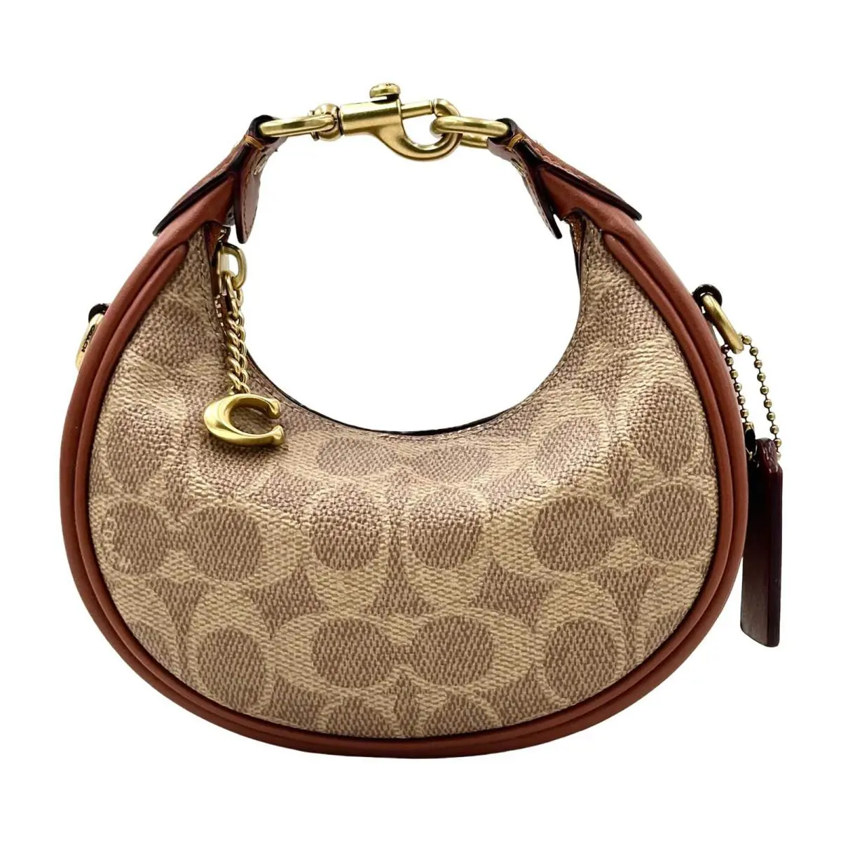 Coach Mini Jonie Bag In Signature Canvas- Brass/tan Caramel