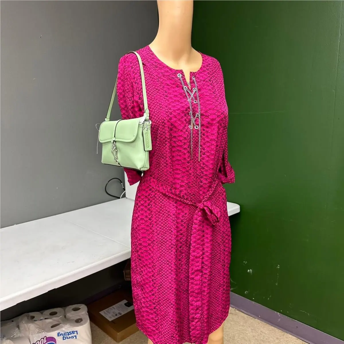 Coach Hamptons Shoulder Bag in Brass/bubblegum Green Leather CP132
