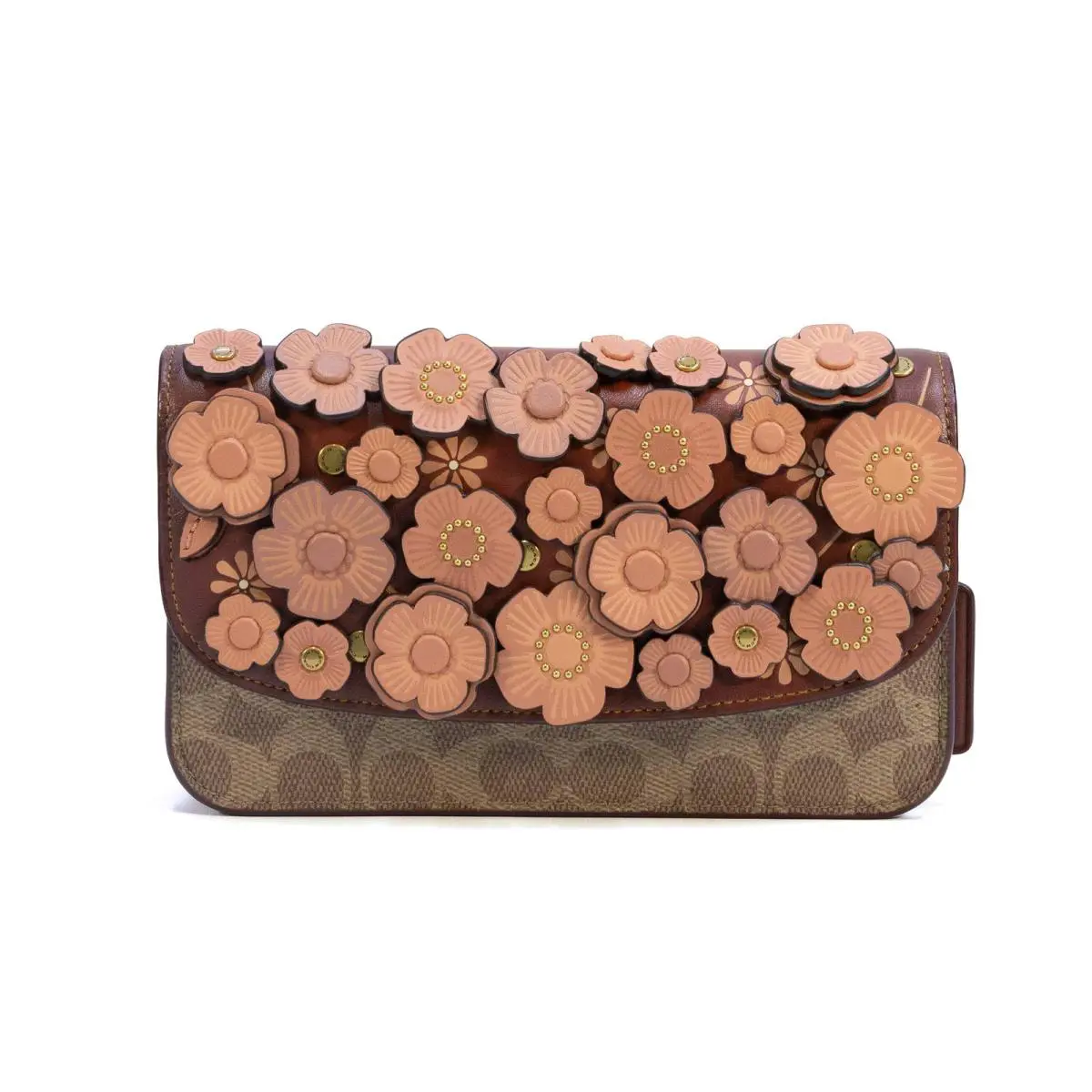 Coach Hayden Crossbody In Signature Canvas with Tea Rose Print - Tan Rust Multi