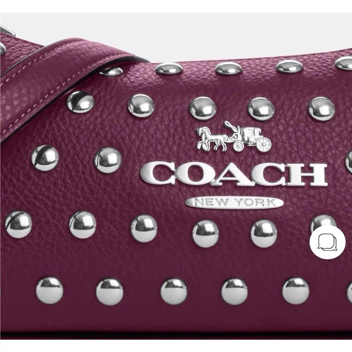 Auth. Coach CM031 Studded Mini Shoulder Bag Deep Berry Leather Chain Strap
