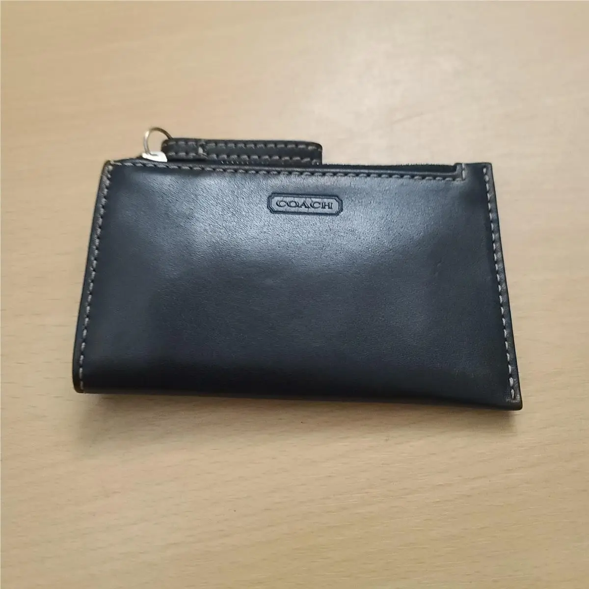 Coach Legacy Mini Skinny Signature I.d Case Wallet W/key Ring Black 6976
