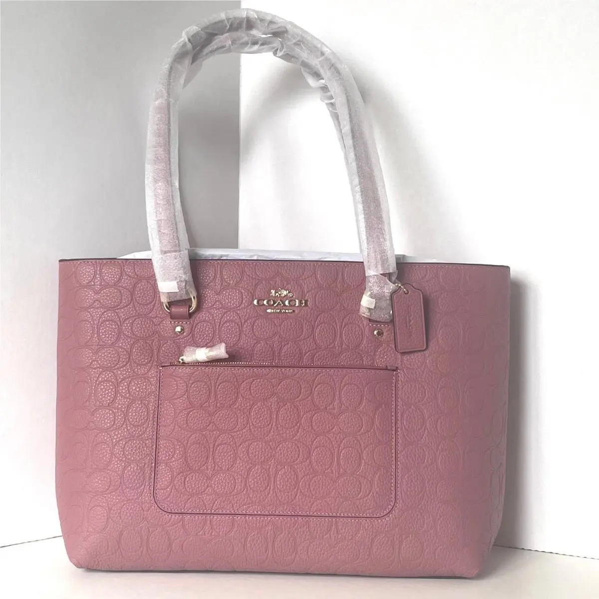 Station Tote CDL99 Peony Pink Pebbled Leather Laptop Work Shoulder Bag by Coach