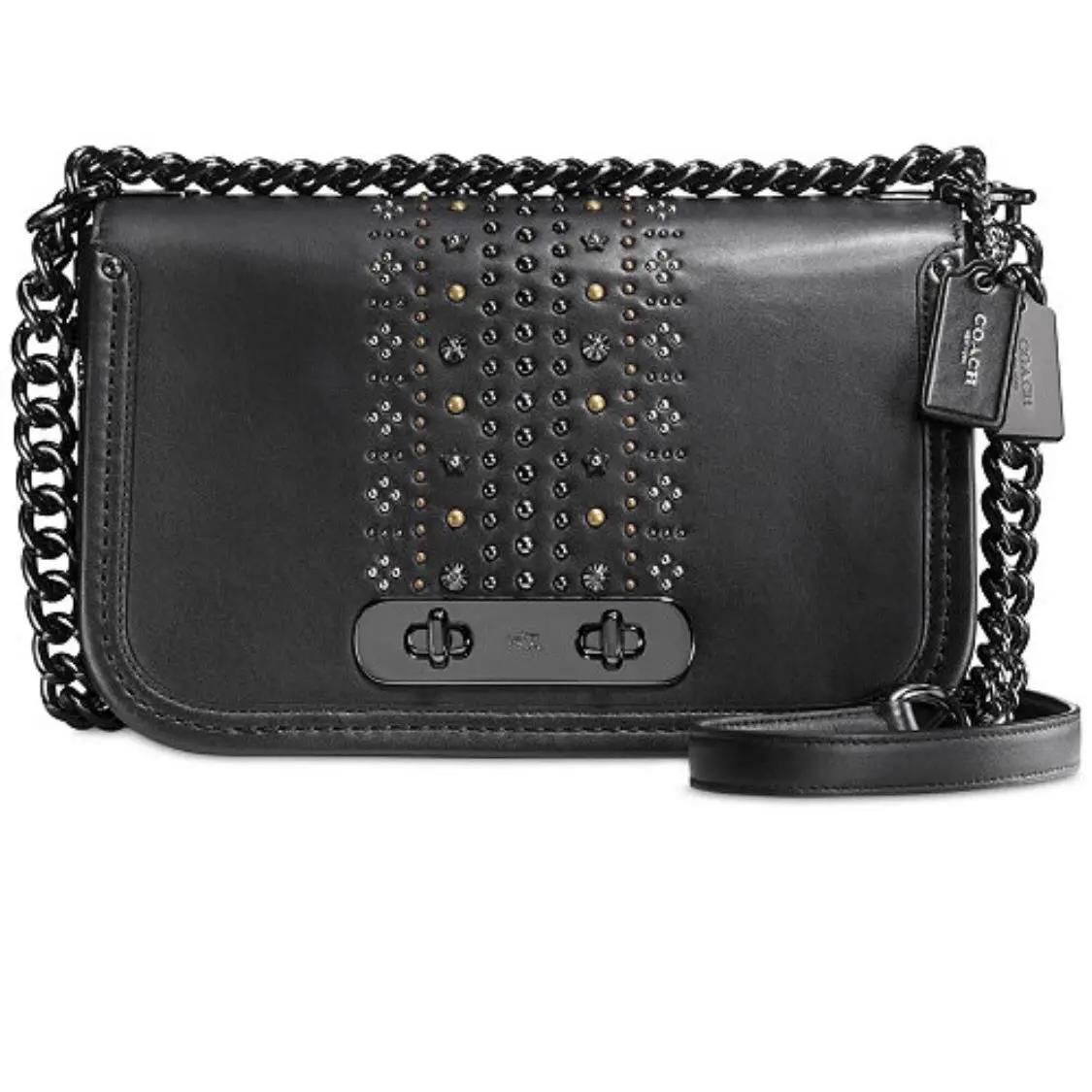 Coach 55631 Bandana Rivets Swagger Shoulder Handbags Glovetanned Leather Large