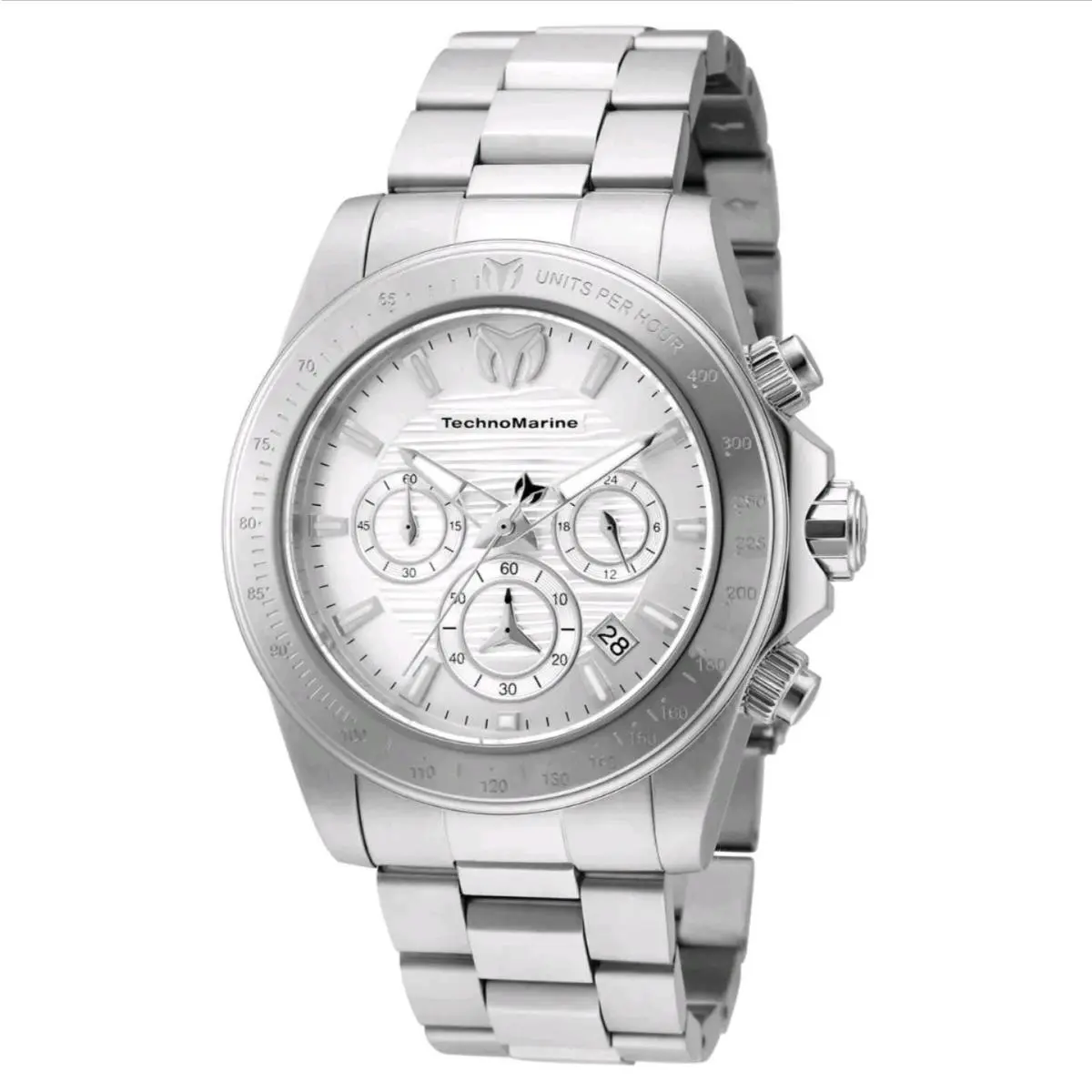 Technomarine Manta Ray Chronograph White Dial Men`s Watch TM-219000 - Dial: White, Band: Silver-tone, Bezel: Silver-tone