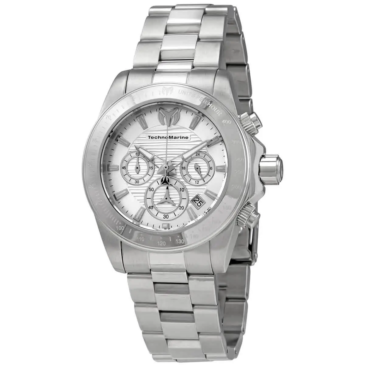 Technomarine Manta Ray Chronograph White Dial Men`s Watch TM-219000 - Dial: White, Band: Silver-tone, Bezel: Silver-tone