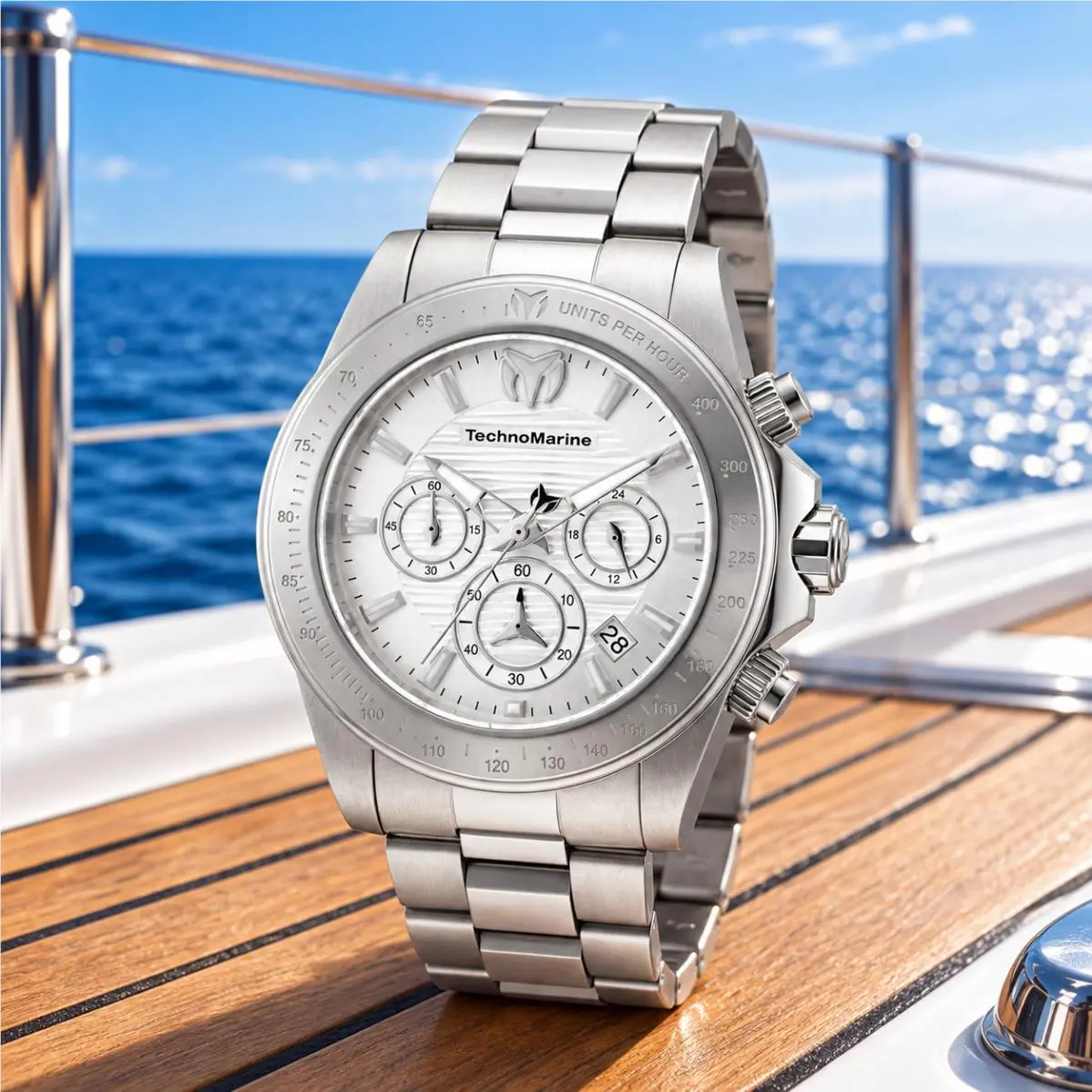 Technomarine Manta Men`s 42mm Silver White Chronograph Watch TM-219000 by TechnoMarine