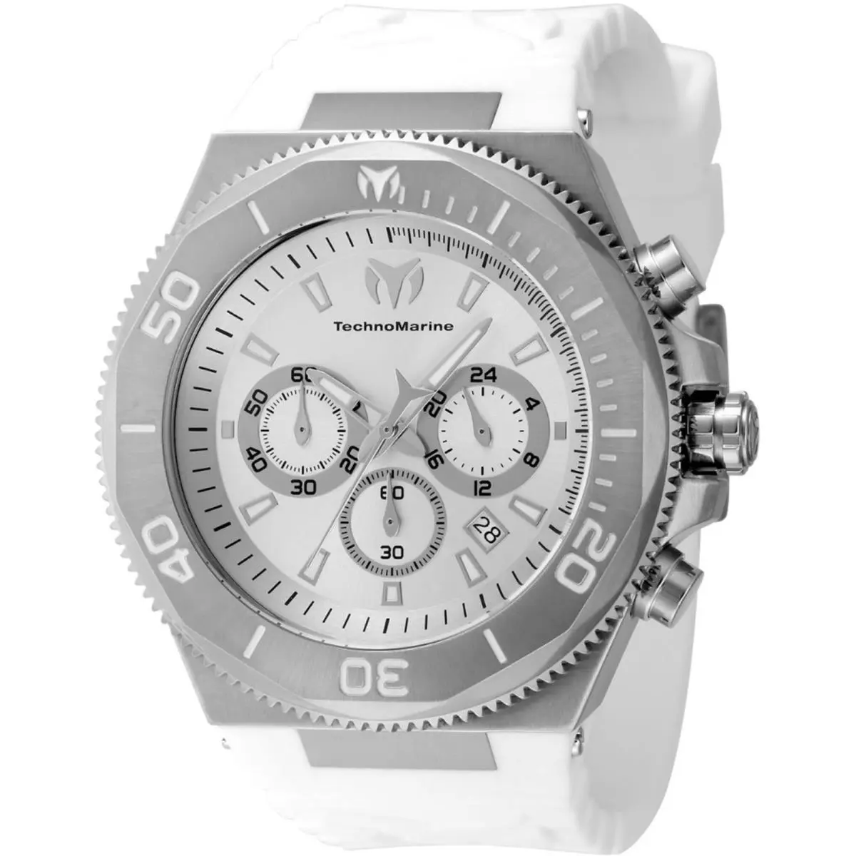 Technomarine Men`s Watch Manta Ocean Chrono Silver Dial Silicone Strap TM-224015