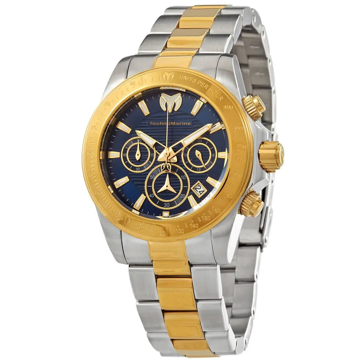 Technomarine Manta Ray Chronograph Blue Dial Men`s Watch TM-219003 - Dial: Blue, Band: Two-tone (Silver-tone and Gold-tone), Bezel: Gold-tone
