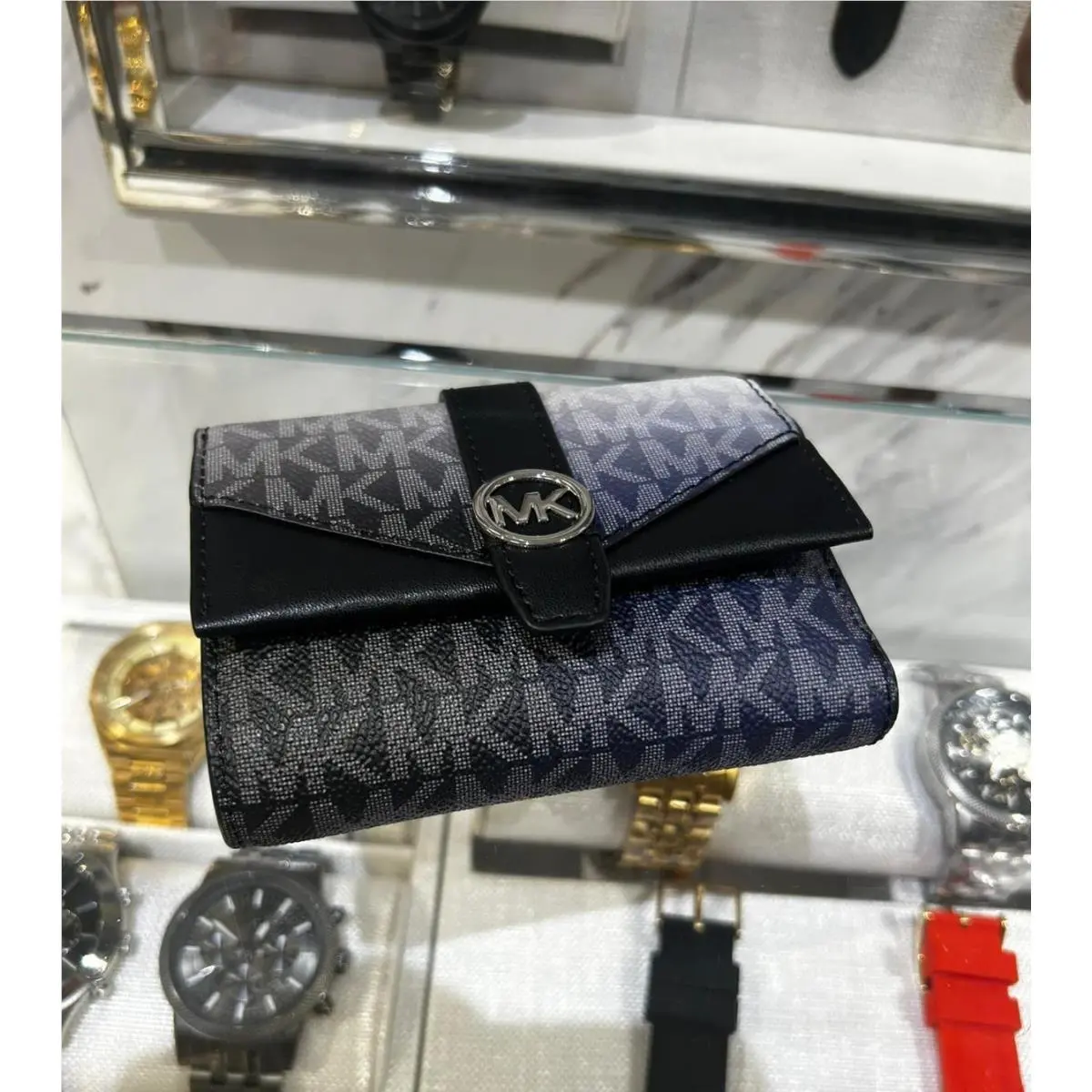Greenwich Women Medium Ombré MK Logo Tri-fold Wallet Variation BLACK MULTI OMBRE by Michael Kors